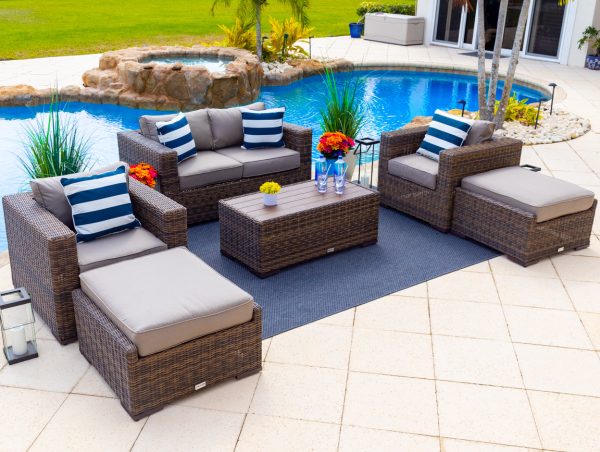 Tuscany 16 Piece Outdoor Patio Furniture Combination Set in Brown - Image 3