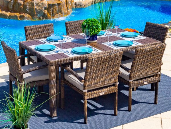 Tuscany 19 Piece Outdoor Patio Furniture Combination Set in Brown - Image 4