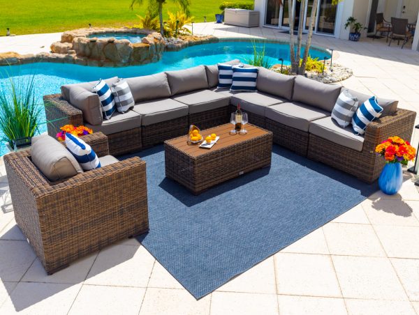 Tuscany 19 Piece Outdoor Patio Furniture Combination Set in Brown - Image 3