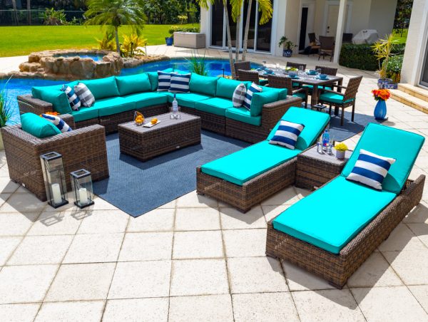 Tuscany 19 Piece Outdoor Patio Furniture Combination Set in Brown - Image 11