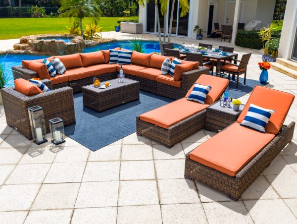 Tuscany 19 Piece Outdoor Patio Furniture Combination Set in Brown - Image 10