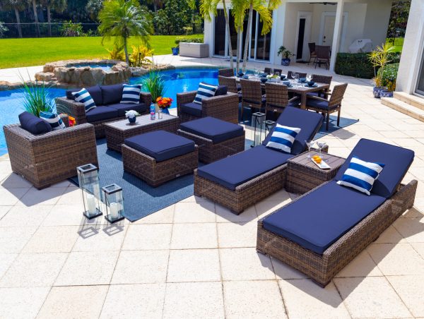 Tuscany 16 Piece Outdoor Patio Furniture Combination Set in Brown - Image 12