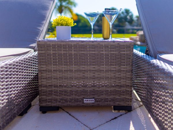 Sorrento 3 Piece Outdoor Patio Chaise Lounge Set in Gray - Image 6