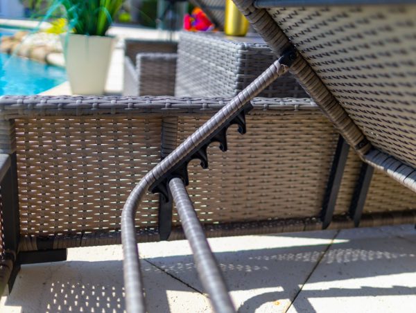 Sorrento 3 Piece Outdoor Patio Chaise Lounge Set in Gray - Image 5