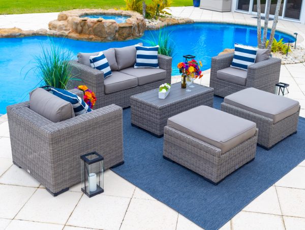 Tuscany 16 Piece Outdoor Patio Furniture Combination Set in Gray - Image 4