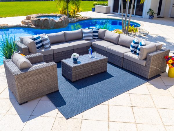Tuscany 19 Piece Outdoor Patio Furniture Combination Set in Gray - Image 4