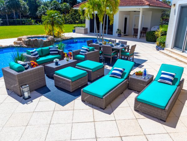 Tuscany 16 Piece Outdoor Patio Furniture Combination Set in Gray - Image 12