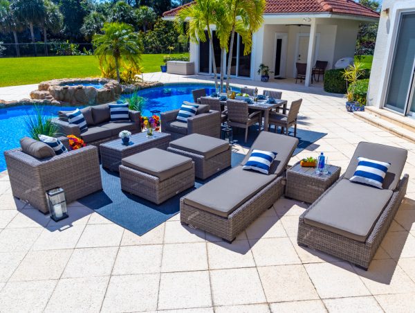 Tuscany 16 Piece Outdoor Patio Furniture Combination Set in Gray - Image 10