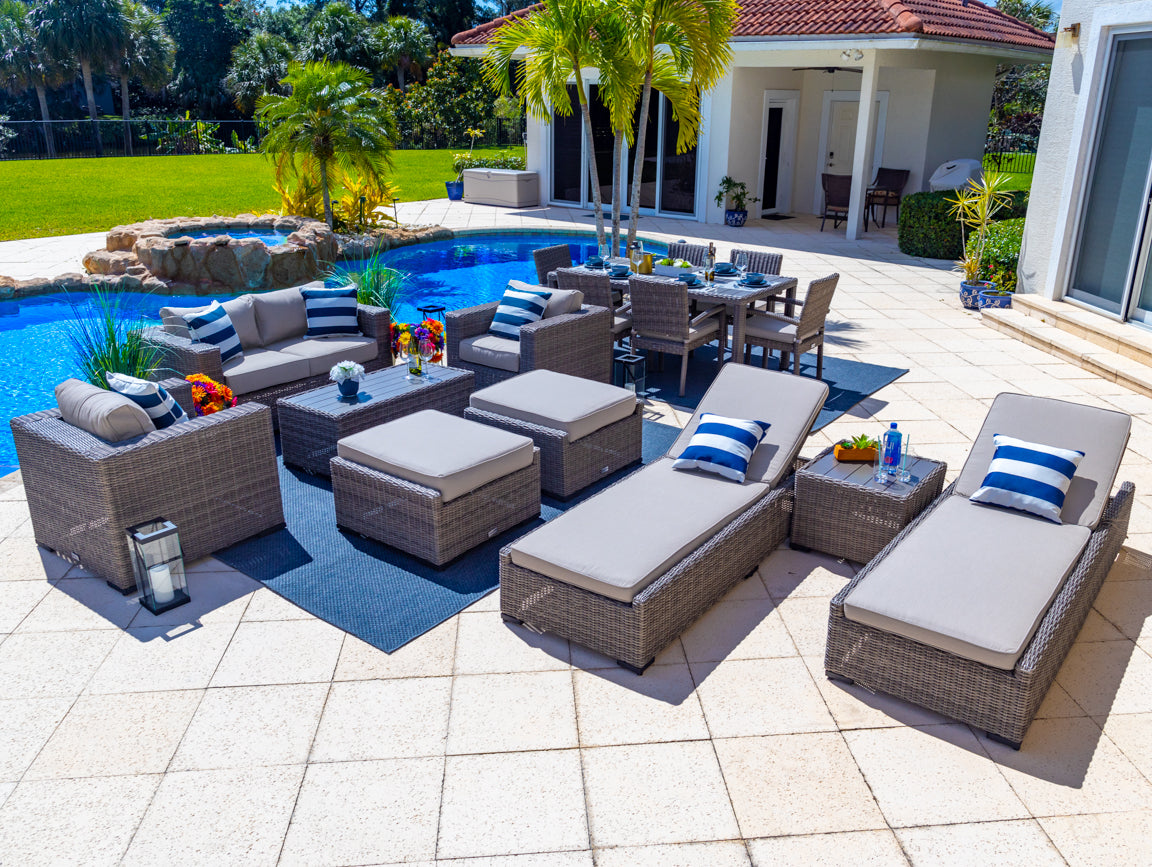 Tuscany 16 Piece Outdoor Patio Furniture Combination Set in Gray