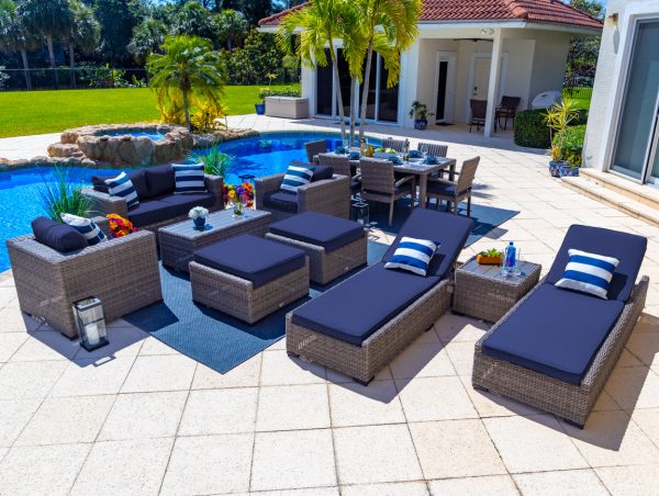 Tuscany 16 Piece Outdoor Patio Furniture Combination Set in Gray - Image 13