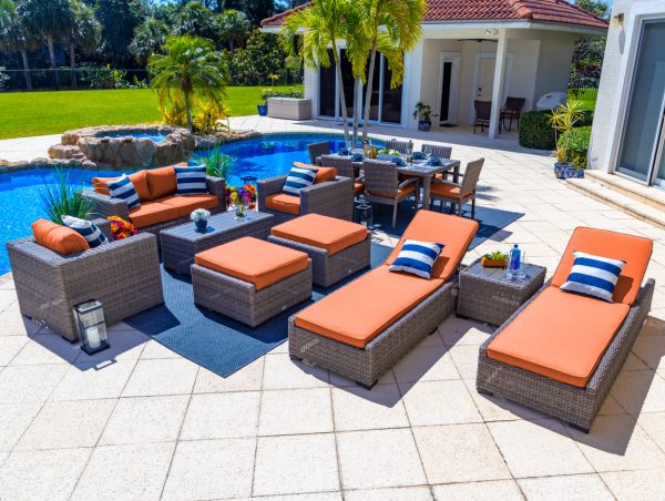 Tuscany 16 Piece Outdoor Patio Furniture Combination Set in Gray - Image 11