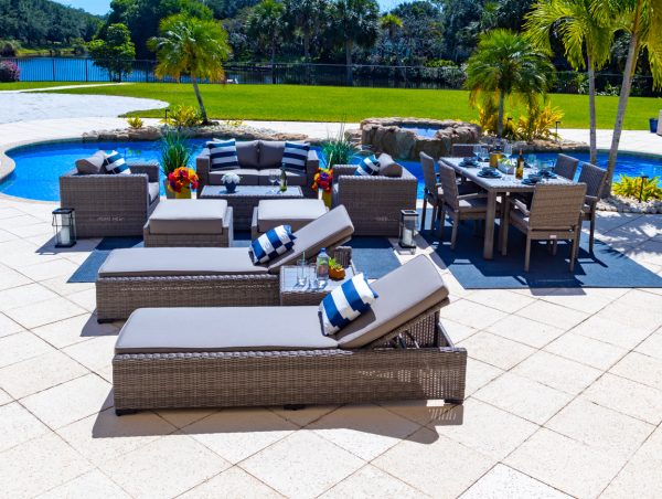 Tuscany 16 Piece Outdoor Patio Furniture Combination Set in Gray - Image 3