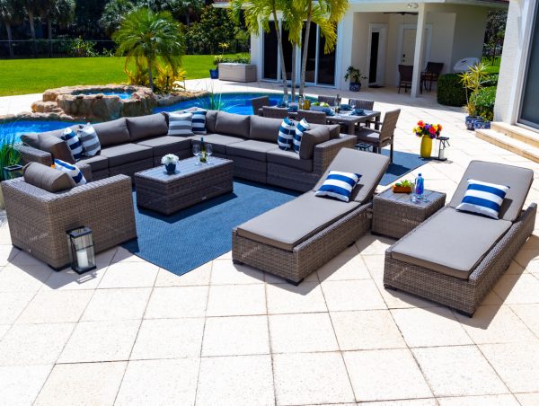 Tuscany 19 Piece Outdoor Patio Furniture Combination Set in Gray - Image 10