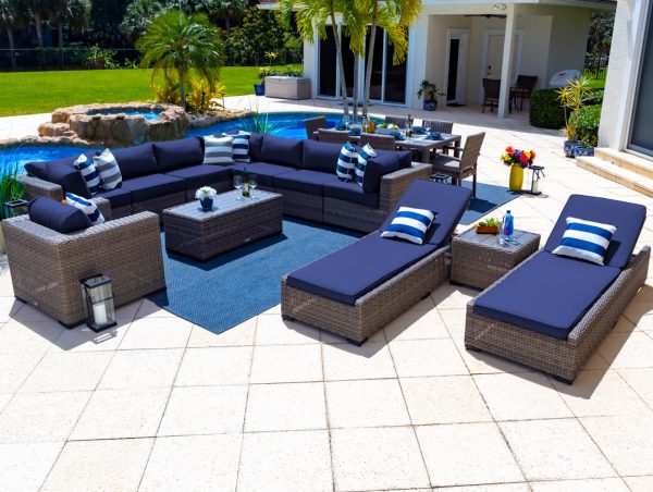 Tuscany 19 Piece Outdoor Patio Furniture Combination Set in Gray - Image 13