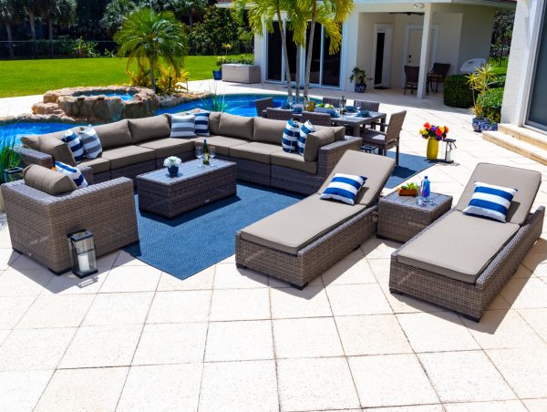 Tuscany 19 Piece Outdoor Patio Furniture Combination Set in Gray - Image 9