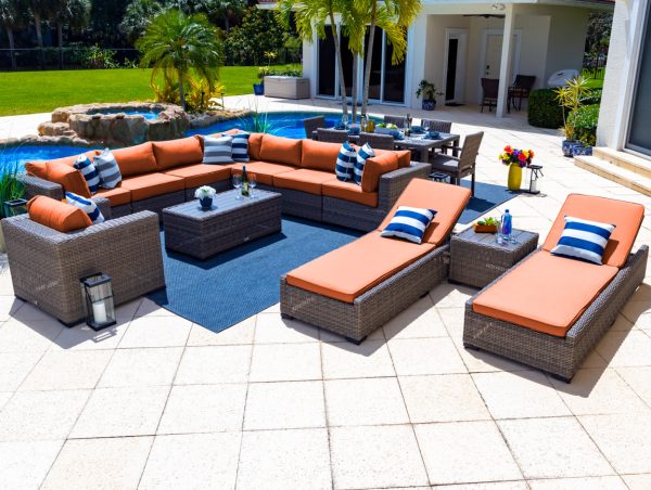 Tuscany 19 Piece Outdoor Patio Furniture Combination Set in Gray - Image 11