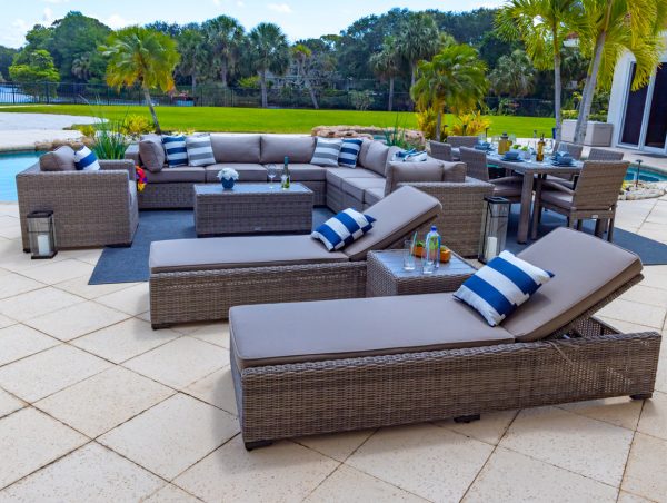 Tuscany 19 Piece Outdoor Patio Furniture Combination Set in Gray - Image 3