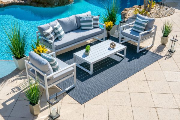 Juno 4 Piece Large Outdoor Conversation Sofa Set in White