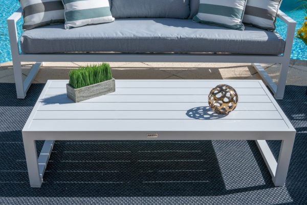 Juno 4 Piece Large Outdoor Conversation Sofa Set in White - Image 14