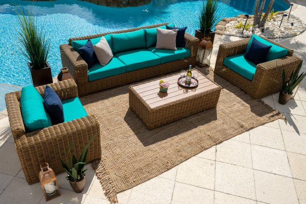 Malmo 4 Piece Outdoor Patio Conversation Sofa Set (L) In Natural - Image 13