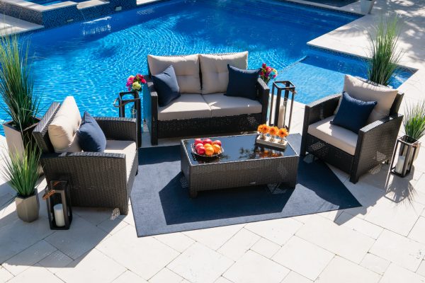 Bari 4 Piece Outdoor Conversation Sofa Set in Espresso Brown - Image 3