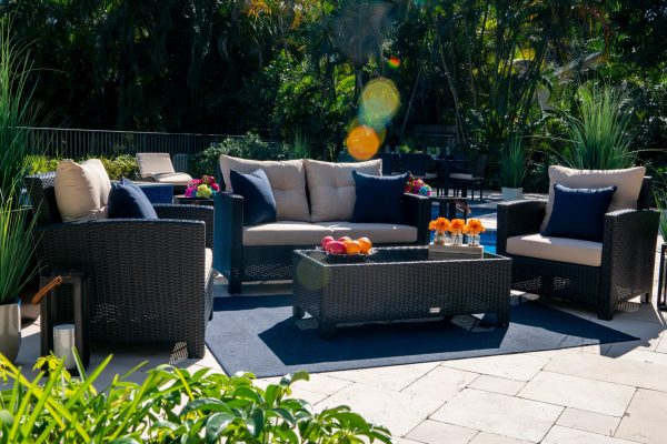 Bari 4 Piece Outdoor Conversation Sofa Set in Espresso Brown - Image 5
