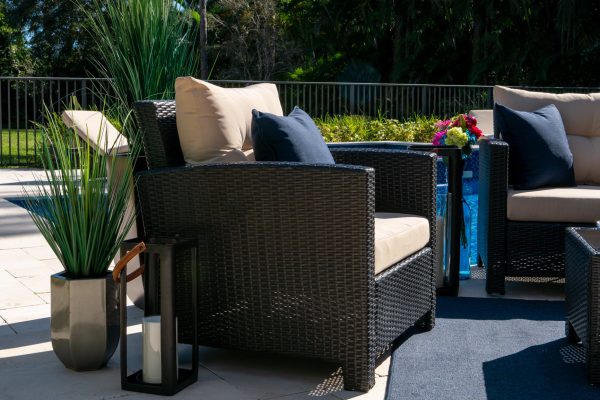 Bari 4 Piece Outdoor Conversation Sofa Set in Espresso Brown - Image 6