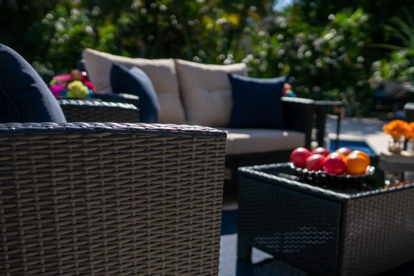 Bari 4 Piece Outdoor Conversation Sofa Set in Espresso Brown - Image 10