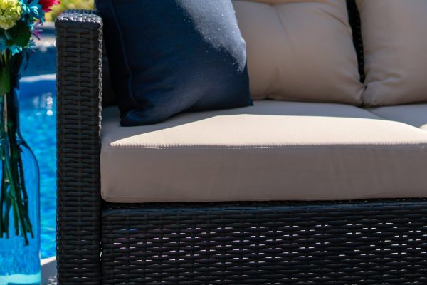 Bari 4 Piece Outdoor Conversation Sofa Set in Espresso Brown - Image 13