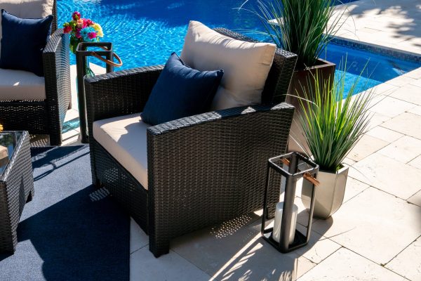 Bari 4 Piece Outdoor Conversation Sofa Set in Espresso Brown - Image 15