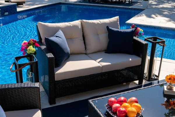 Bari 4 Piece Outdoor Conversation Sofa Set in Espresso Brown - Image 16