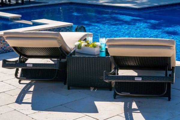 Bari 3 Piece Outdoor Chaise Lounge Set in Espresso Brown - Image 4