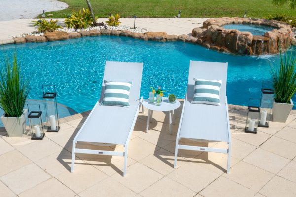 Juno 3 Piece Chaise Lounge Chair Set in White - Image 3