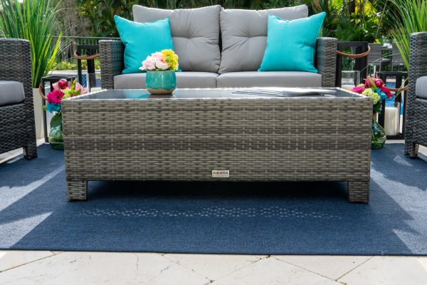 Bari 4 Piece Outdoor Conversation Sofa Set in Mixed Gray - Image 9