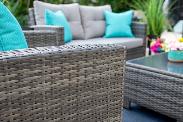Bari 4 Piece Outdoor Conversation Sofa Set in Mixed Gray - Image 10