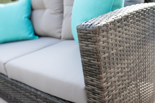 Bari 4 Piece Outdoor Conversation Sofa Set in Mixed Gray - Image 6