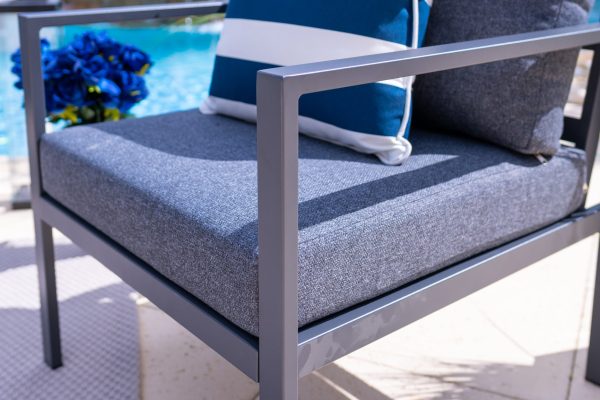 Juno 4 Piece Outdoor Conversation Sofa Set in Charcoal - Image 11
