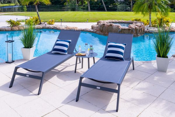 Juno 3 Piece Chaise Lounge Chair Set in Charcoal - Image 4