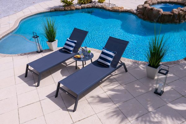 Juno 3 Piece Chaise Lounge Chair Set in Charcoal - Image 5