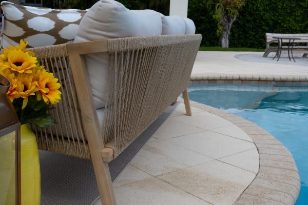 Rimini 4 Piece Outdoor Patio Conversation Sofa Set in Teak - Image 6