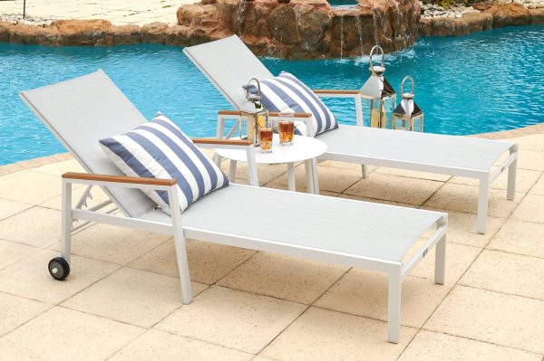 Milan 3 Piece Outdoor Chaise Lounge Chair Set in Light Gray - Image 3