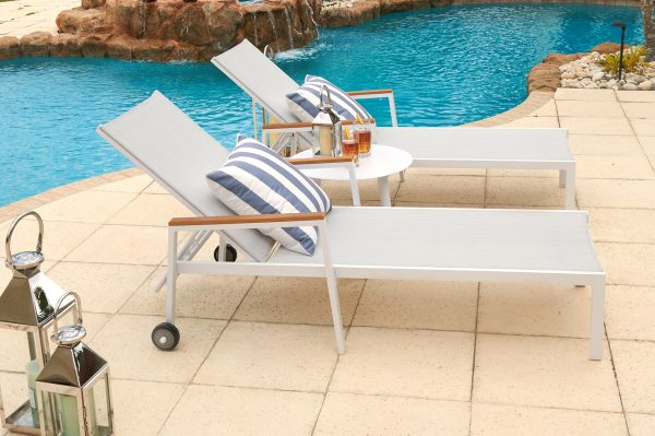 Milan 3 Piece Outdoor Chaise Lounge Chair Set in Light Gray - Image 4