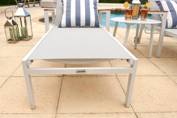Milan 3 Piece Outdoor Chaise Lounge Chair Set in Light Gray - Image 5