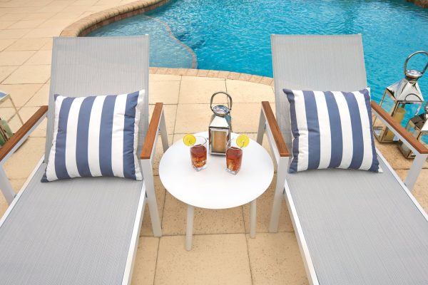 Milan 3 Piece Outdoor Chaise Lounge Chair Set in Light Gray - Image 6