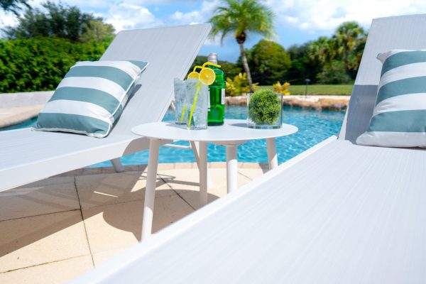 Juno 3 Piece Chaise Lounge Chair Set in White - Image 5