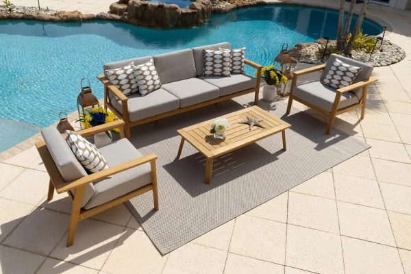 Laguna 14 Piece Outdoor Patio Furniture Combination Set in Teak - Image 2