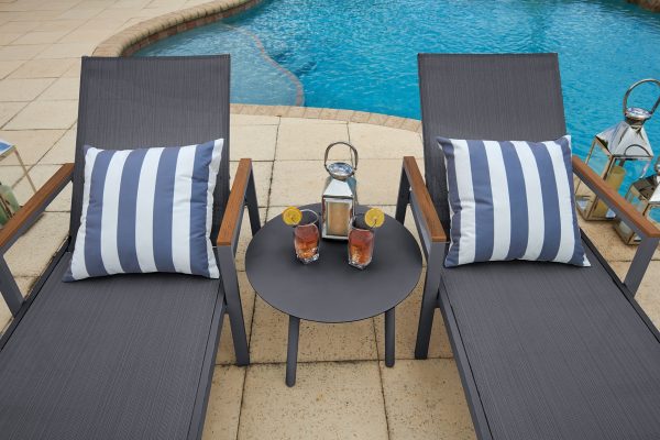Milan 3 Piece Outdoor Chaise Lounge Chair Set in Charcoal - Image 5