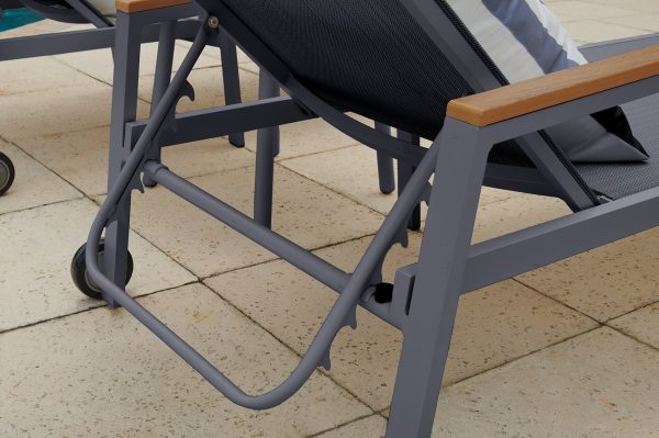 Milan 3 Piece Outdoor Chaise Lounge Chair Set in Charcoal - Image 7